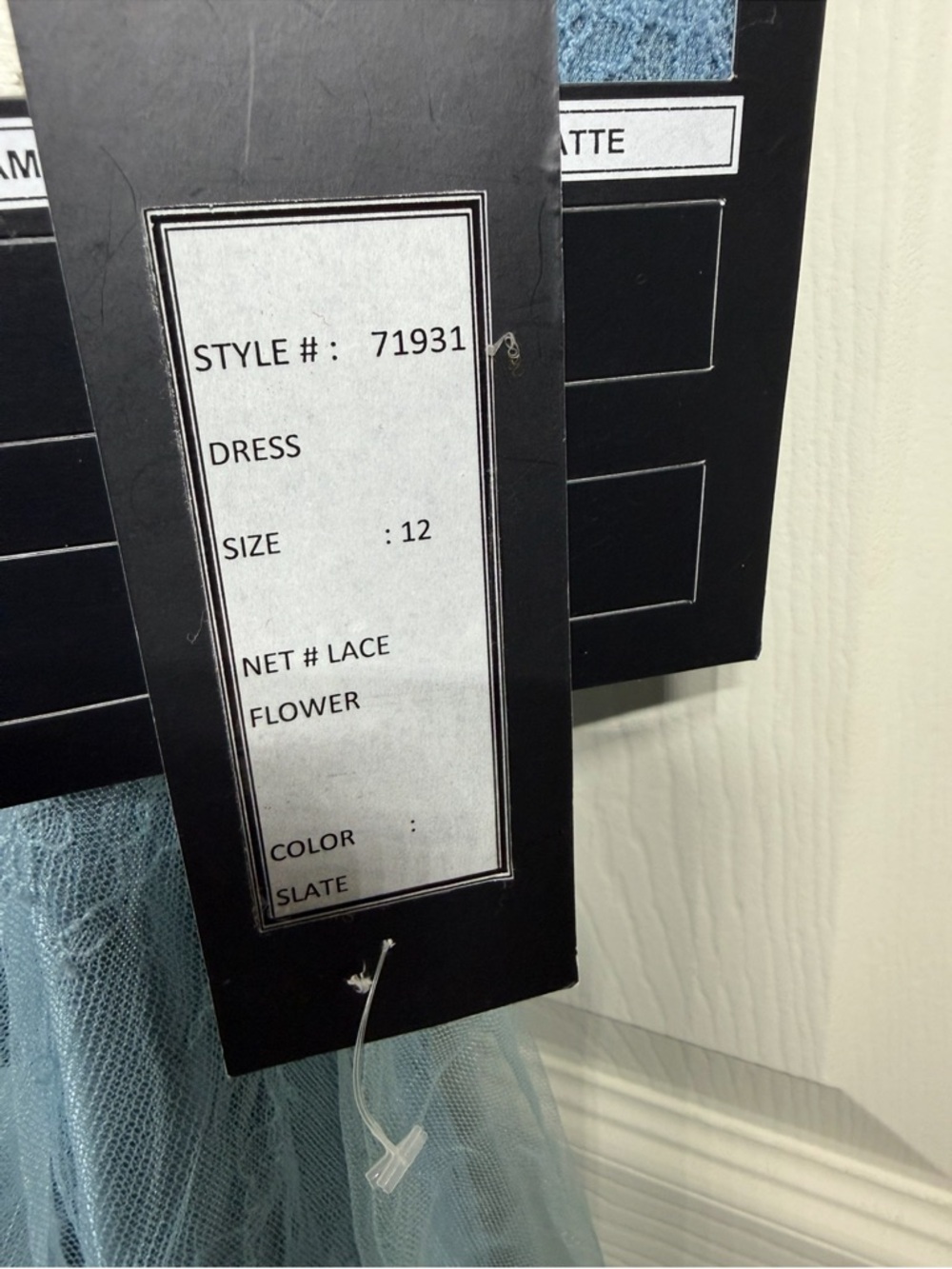 Elegant Light Blue Lace Evening Gown with Sheer Sleeves - Picture 6 of 6